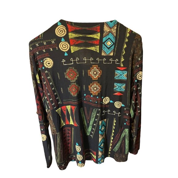 Chico's Multicolor Single Button Stretchy Slinky Long Sleeve Cardigan Sz XL - Picture 2 of 7